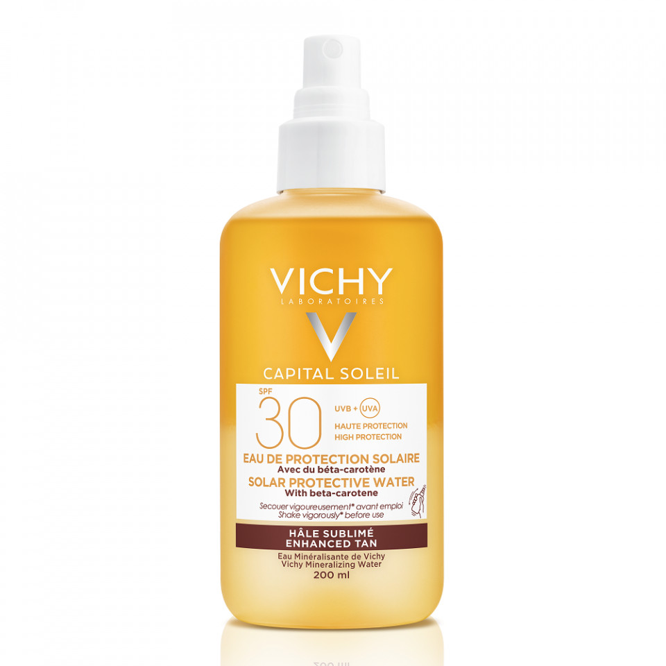 Apa de protectie solara Bronz cu SPF 30+ Vichy Capital Soleil, 200 ml (Concentratie: Lapte de corp, Gramaj: 200 ml)