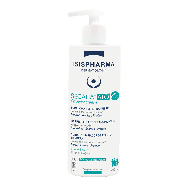 Crema de curatare hranitoare si protectoare, cu efect spumant pentru pielea atopica Secalia ATO Shower cream IsisPharma, 400 ml