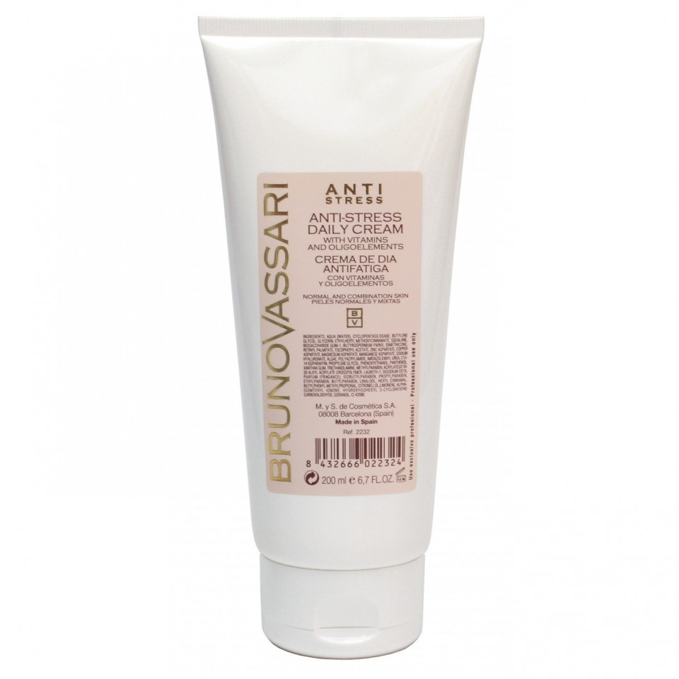 Crema de zi Antifatiga pentru Fata, Gat si Decolteu Bruno Vassari, Anti Stress, Vitamina A, 200 ml