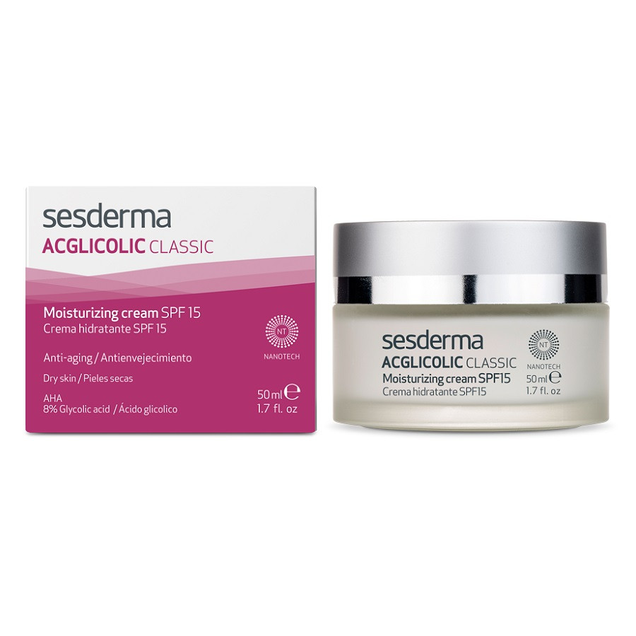 Crema hidratanta pentru ten uscat cu SPF 15 ACGlicolic Classic, Sesderma (Concentratie: Crema, Gramaj: 50 ml)