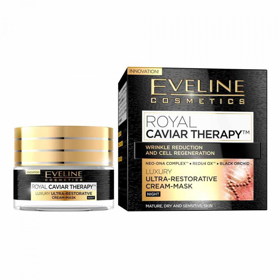 Crema-masca de noapte, Royal Caviar Therapy Eveline Cosmetics, 50ml (Concentratie: Crema, Gramaj: 50 ml)