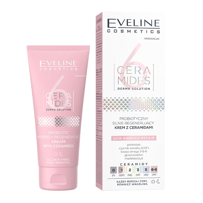 Crema puternic regeneranta probiotica cu ceramide Eveline Cosmetics 6 Ceramide, 50 ml