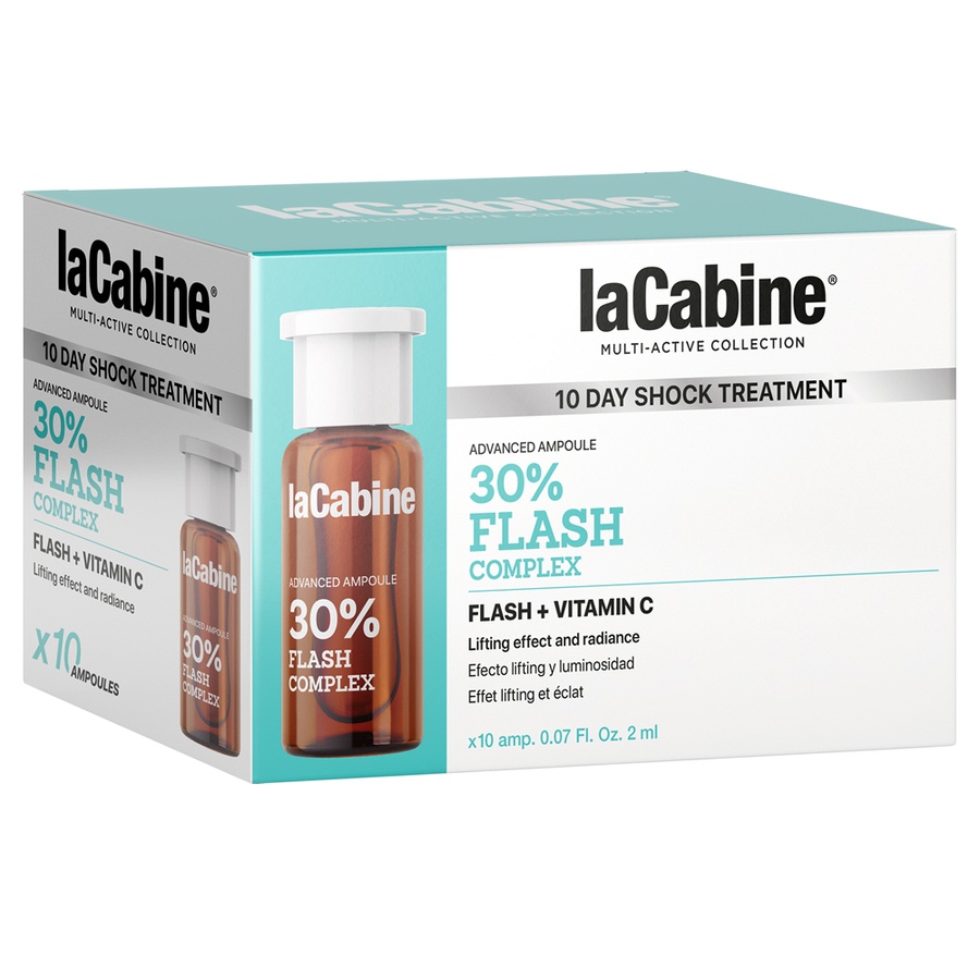 Fiole cu Vitamina C pentru Luminozitate și Efect Lifting Advanced 30% Flash Complex, La Cabine, 10 x 2 ml