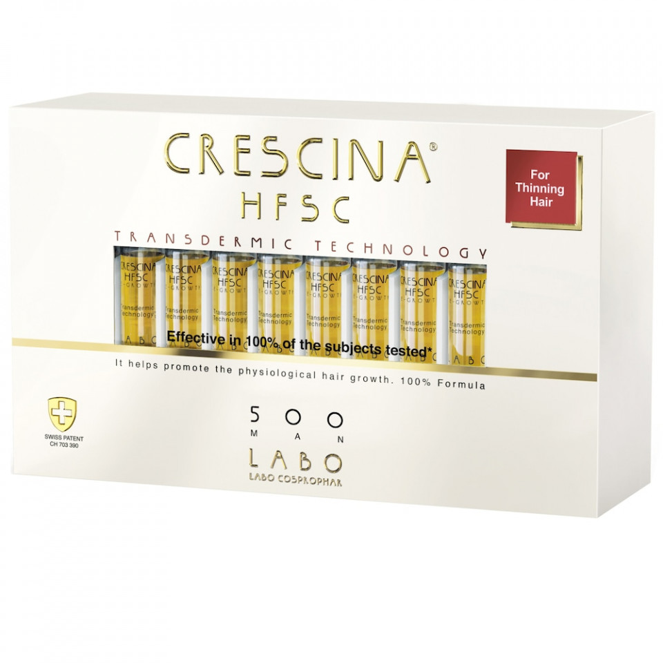 Fiole impotriva caderii parului 500 Crescina HFSC Transdermic, Barbati, 20 fiole (Concentratie: Trat