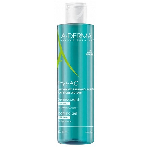 Gel de curatare pentru ten cu tendinta acneica A- Derma Phys-AC (Gramaj: 200 ml, Concentratie: Gel de curatare, Gama: Phys-AC)