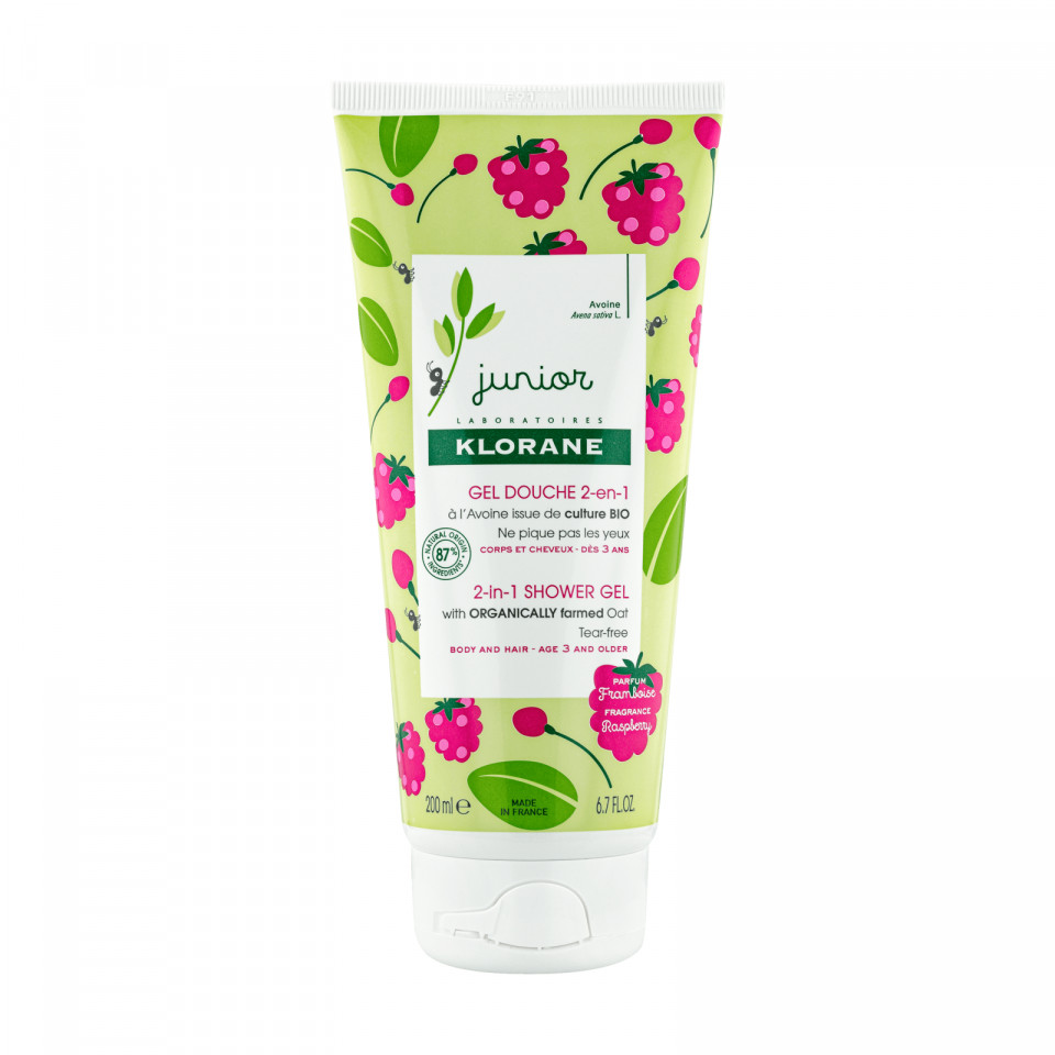 Gel de duș cu aromă de zmeură, Klorane Junior (Concentratie: Gel de dus, Gramaj: 200 ml)