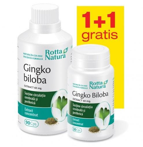 Gingko Biloba 60 mg Rotta Natura capsule (Ambalaj: 90 capsule, Concentratie: 60 mg)