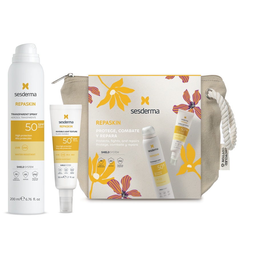 Pachet Repaskin SPF 50 – Fluid invizibil 50 ml + Spray transparent 200 ml, Sesderma