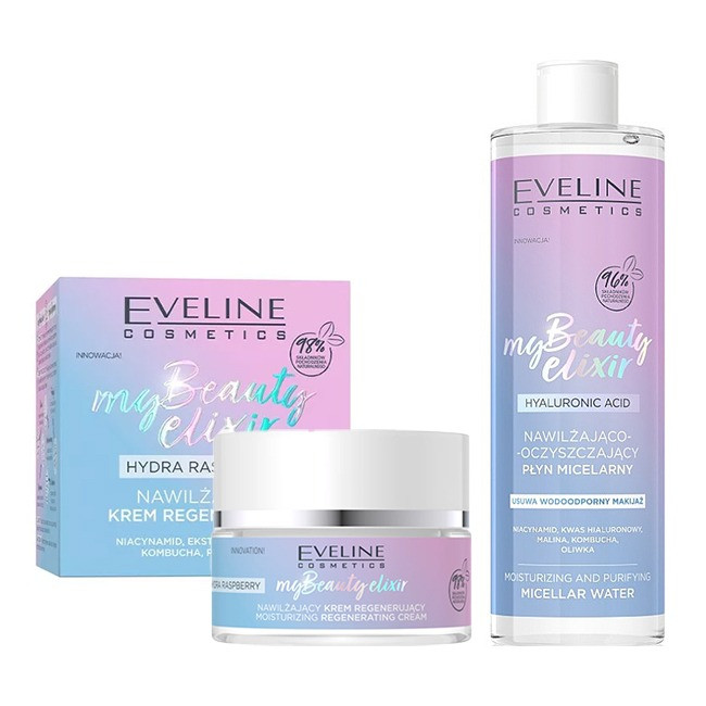 Set cadou Crema de fata, Eveline Cosmetics My Beauty Elixir Hydra Raspberry, 50 ml + Apa micelara My Beauty Elixir acid hyaluronic Eveline C...