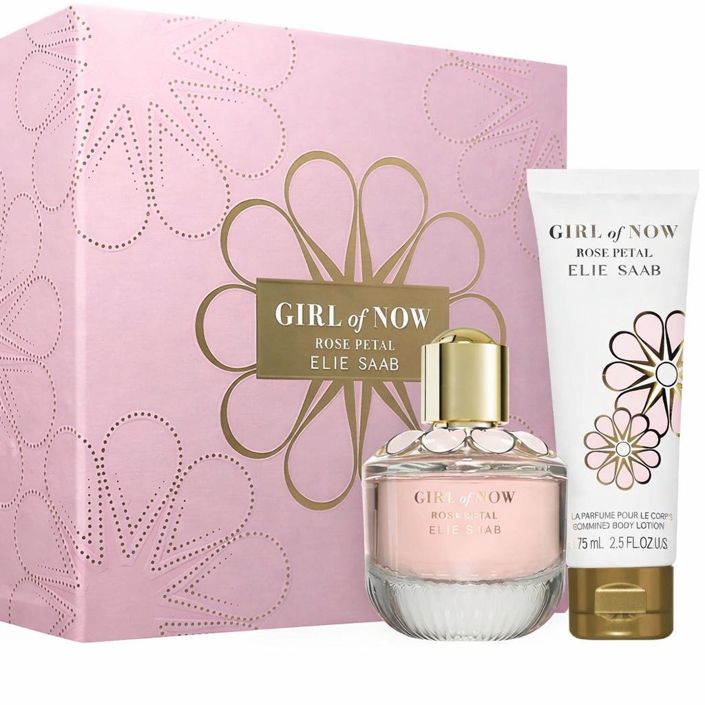 Set cadou Elie Saab Girl of Now Rose Petal, Apa de Parfum, Femei, 50 ml + Lotiune de corp, 75 ml