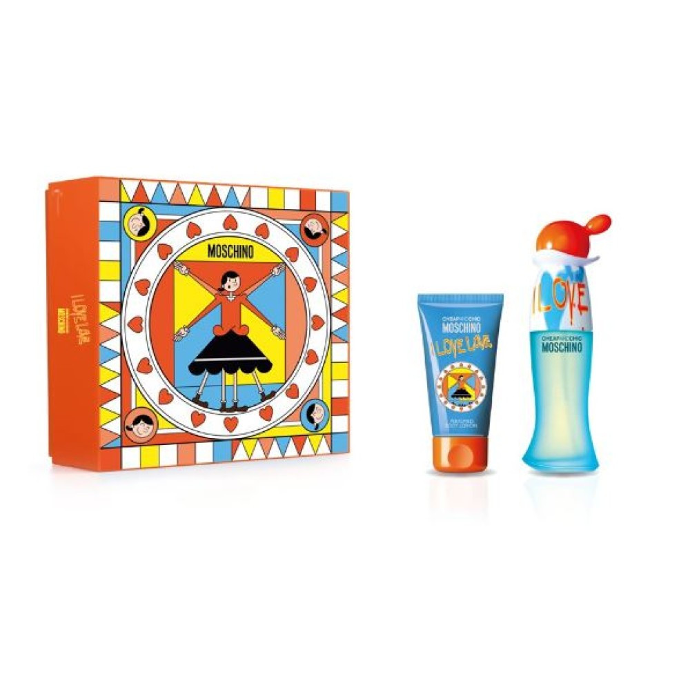 Set cadou Moschino I Love Love, Apa de Toaleta, Femei, 30 ml + Lotiune de corp, 50 ml