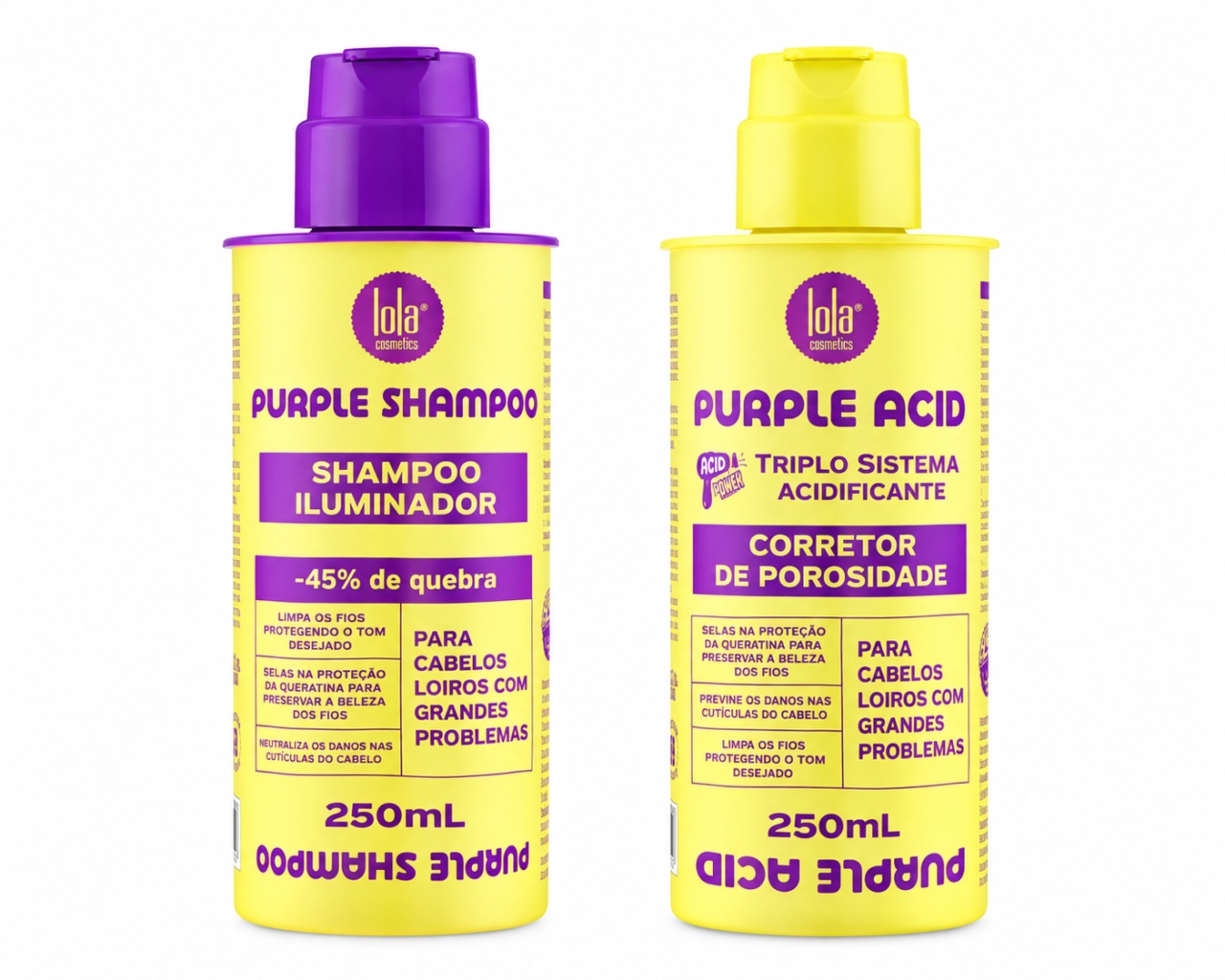 Set Lola Cosmetics Purple pentru Păr Blond și Decolorat – Șampon 250 ml + Acidifiant 250 ml