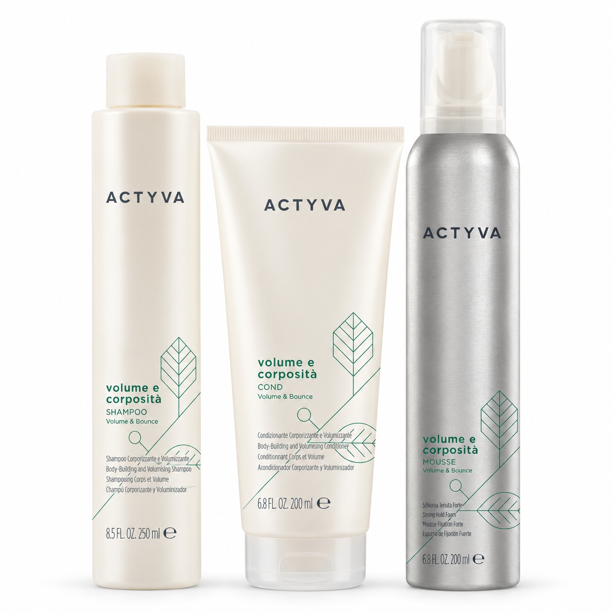 Set pentru volum Kemon Actyva Volume e Corposità, Sampon 250 ml + Balsam 200 ml + Spray 125 ml