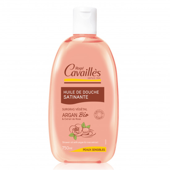 Ulei satinat de baie si dus cu ulei de argan si trandafir, Roge Cavailles (Concentratie: Ulei de baie, Gramaj: 750 ml) - 2 | YEO