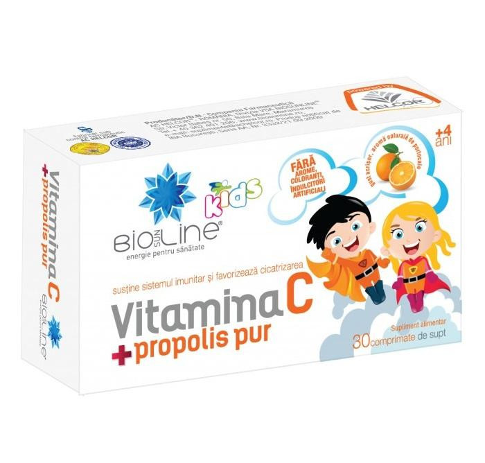 Vitamina C cu Propolis Pur pentru Copii Helcor 30 comprimate de supt (TIP PRODUS: Suplimente aliment