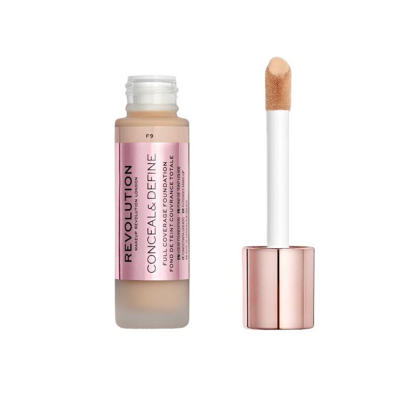 Corector Makeup Revolution, Conceal & Define, Oil Free, Cream Foundation, 23 ml (Culoare produse: F 9)