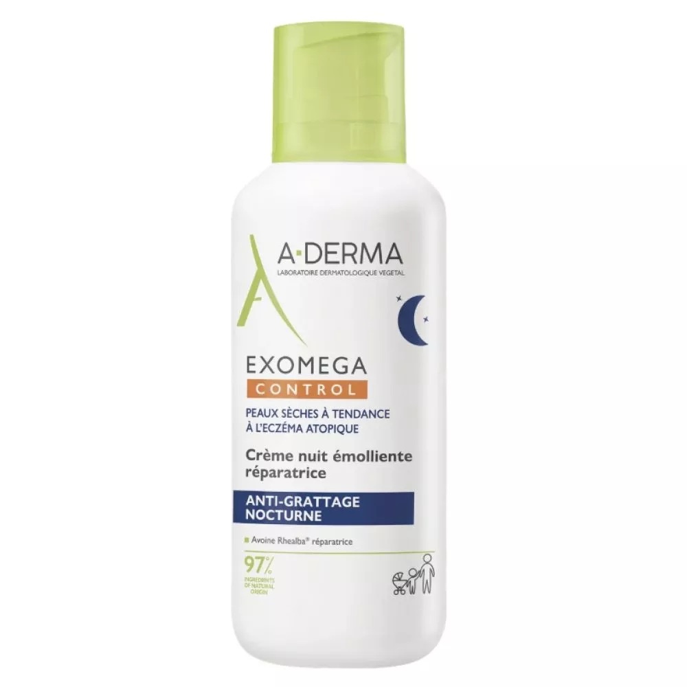Crema de noapte reparatoare si emolienta pentru piele uscata A-Derma Exomega Control, 400 ml