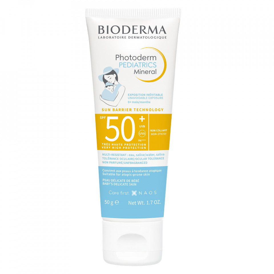 Crema minerala protectie solara pentru copii Bioderma Pediatrics Mineral, SPF 50+, 50g