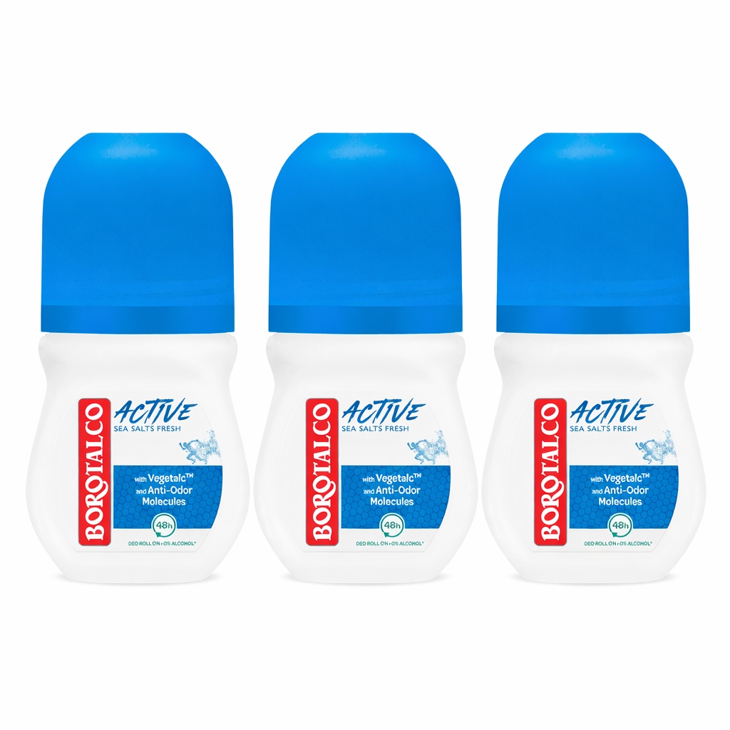Deodorant roll-on Active Sea Salts, Borotalco (Gramaj: 3 x 50 ml)
