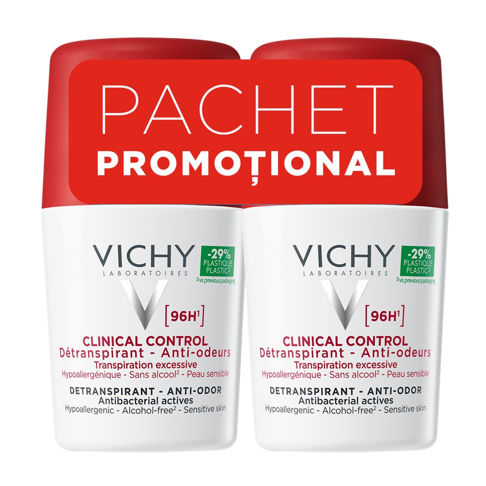 Deodorant roll-on antiperspirant Vichy Clinical Control, 50ml (Gramaj: 2 x 50 ml)