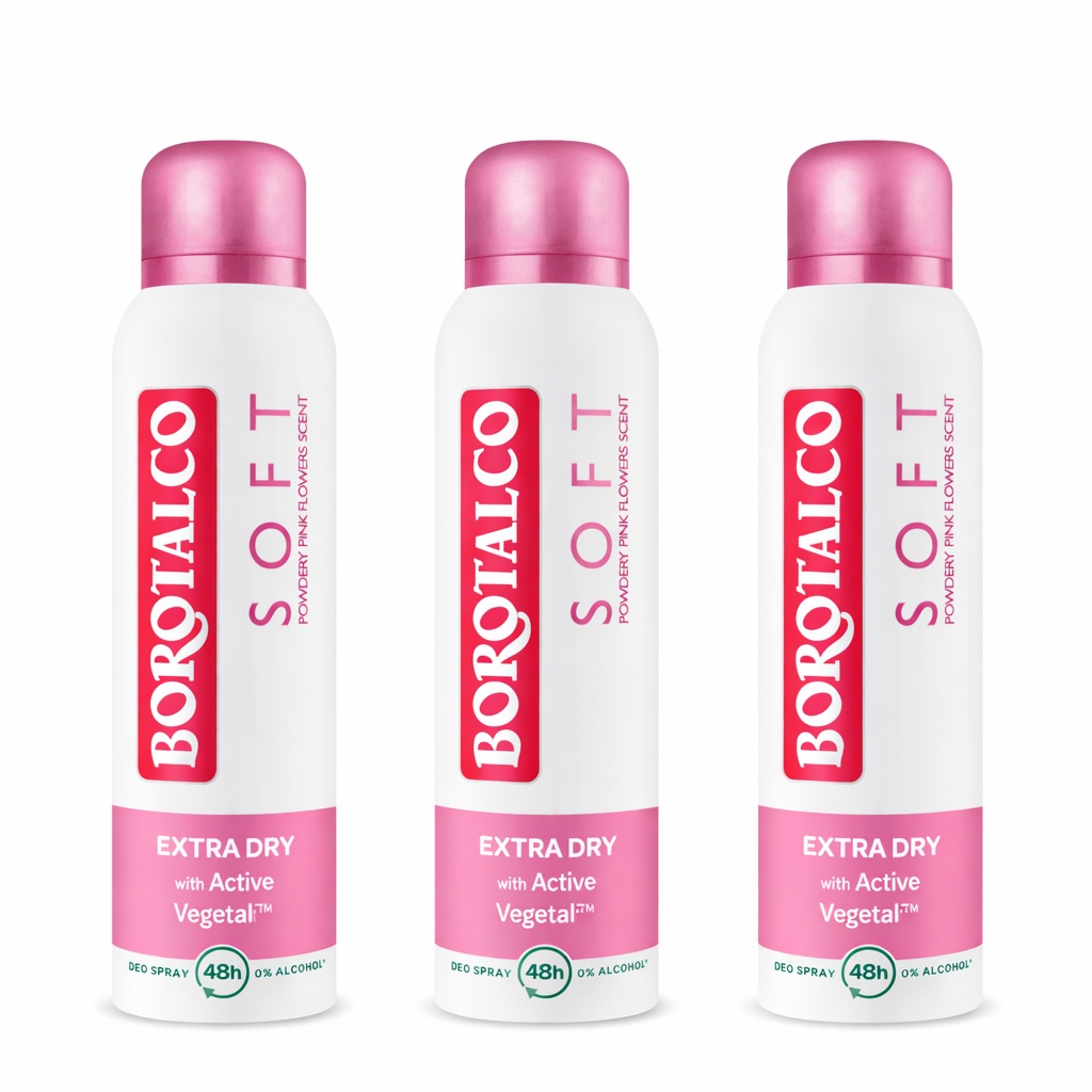 Deodorant spray Borotalco Soft, 150 ml (Concentratie: Deo Spray, Gramaj: 3 x 150 ml)