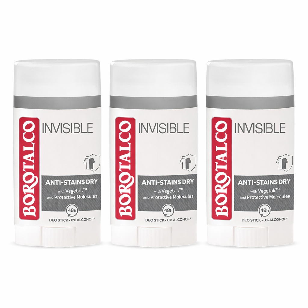 Deodorant stick Invisible, Borotalco (Gramaj: 3 x 40 ml)