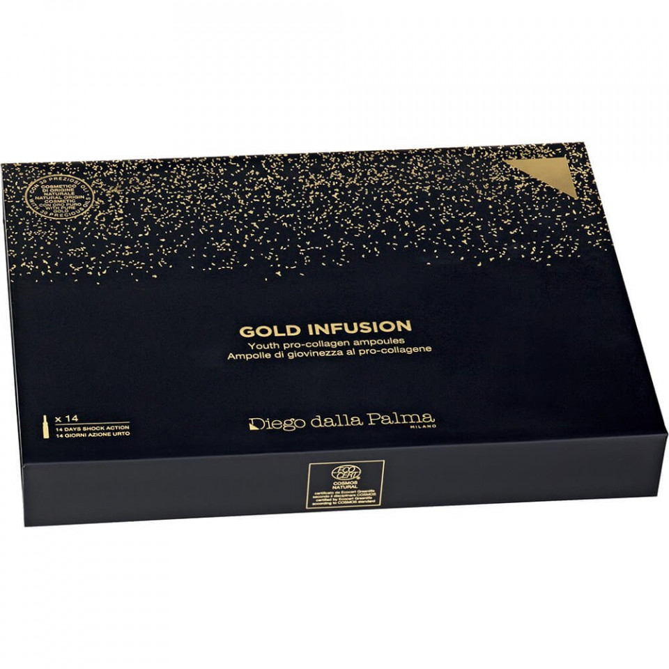 Fiole pentru regenerarea intensa a pielii cu colagen Diego dalla Palma Gold Infusion Youth Pro-Collagen, 14 x 2 ml