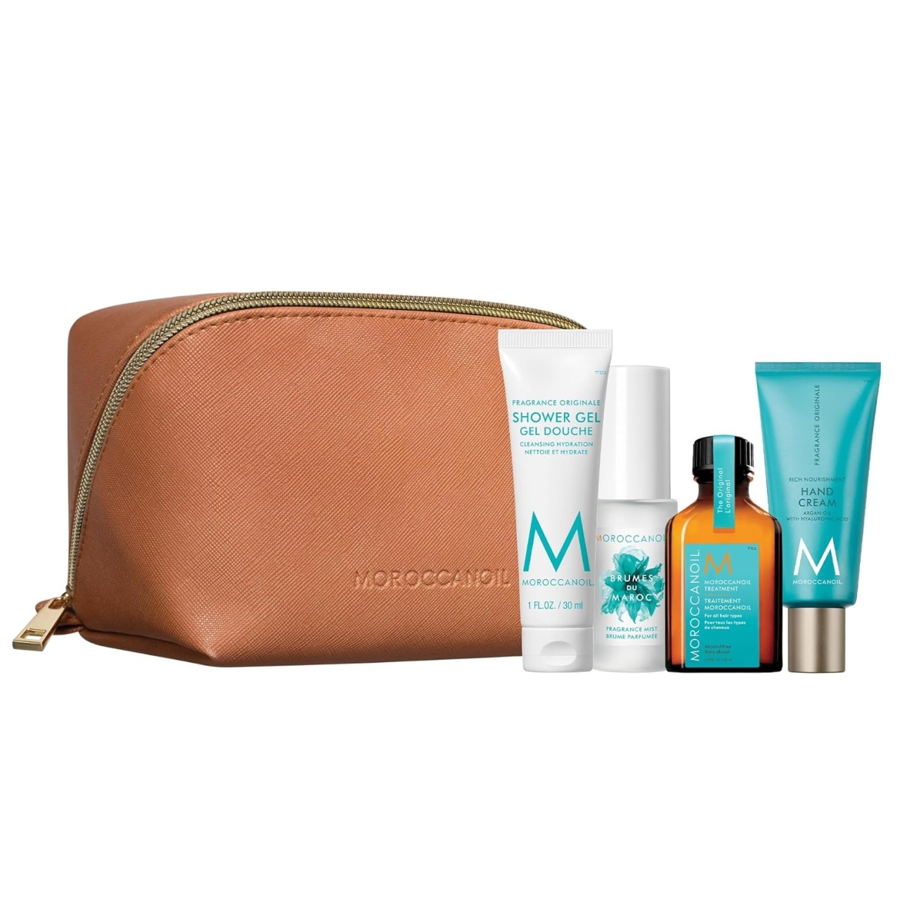 Hiris.ro Moroccanoil Travel Set – Shower Gel 30ml, Mist 30ml, Oil 25ml & Hand Cream 40ml