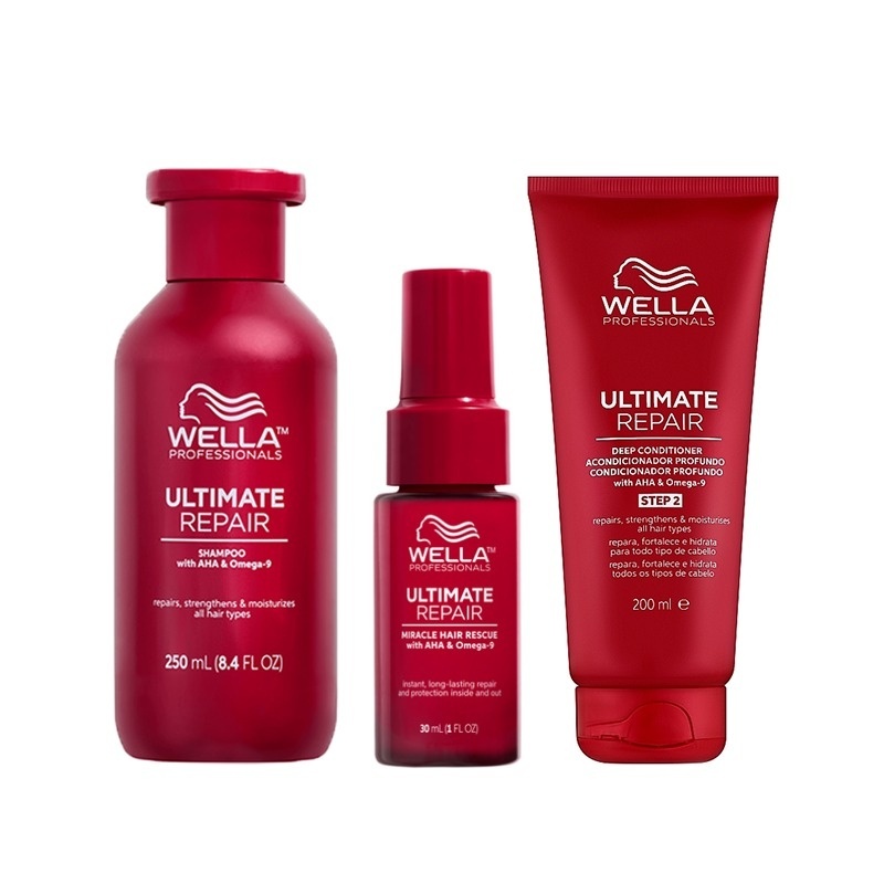 Pachet Wella Professionals Ultimate Repair – Sampon 250 ml + Balsam 200 ml + Tratament Miracle Hair Rescue 30 ml