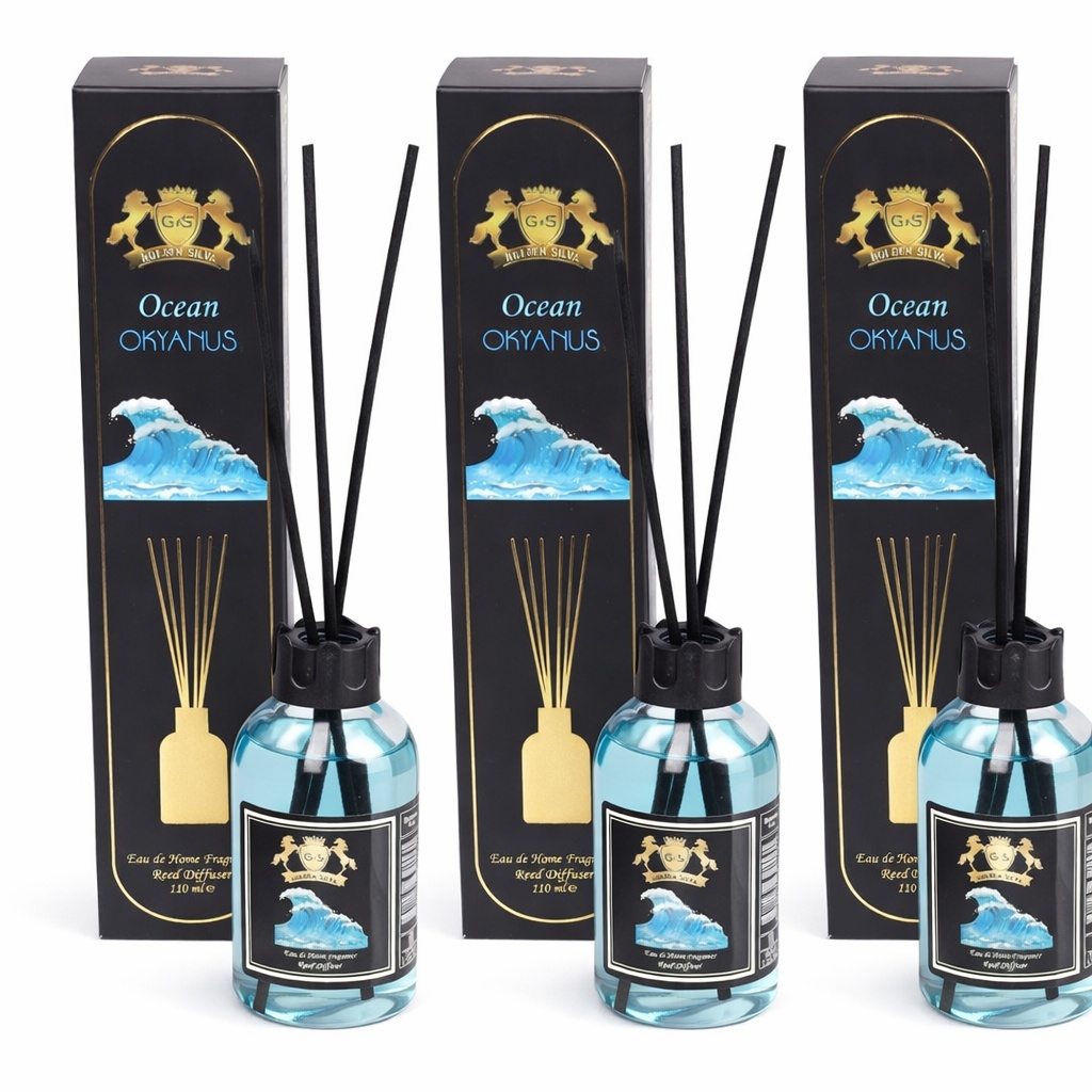 banchete hol Set 3 Difuzoare de Camera cu Betisoare Golden Silva Ocean, 3 x 110ml