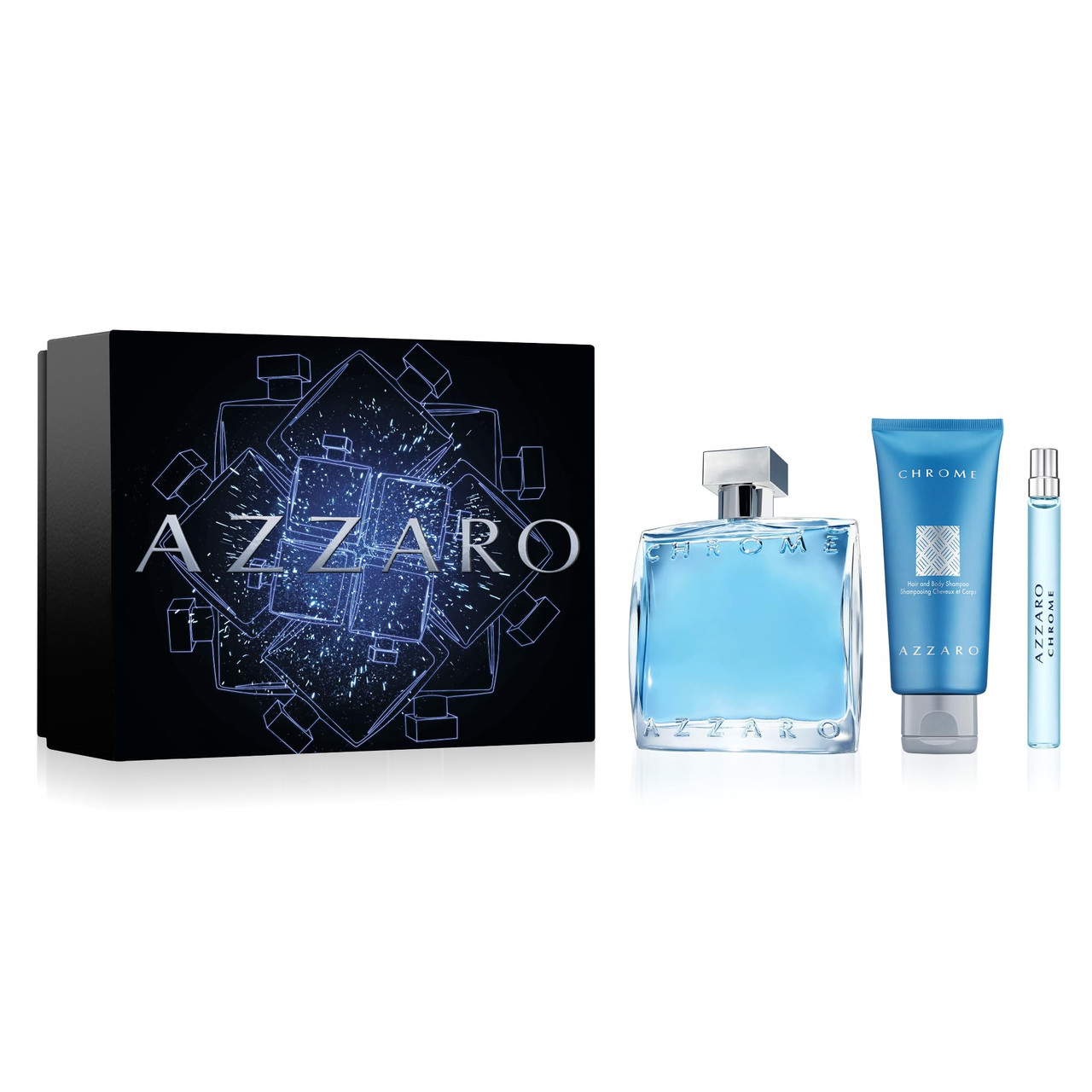 Set cadou Azzaro Chrome, Barbati, Apa de Toaleta, 100 ml + Gel de dus, 75 ml + Apa de Toaleta, 10 ml