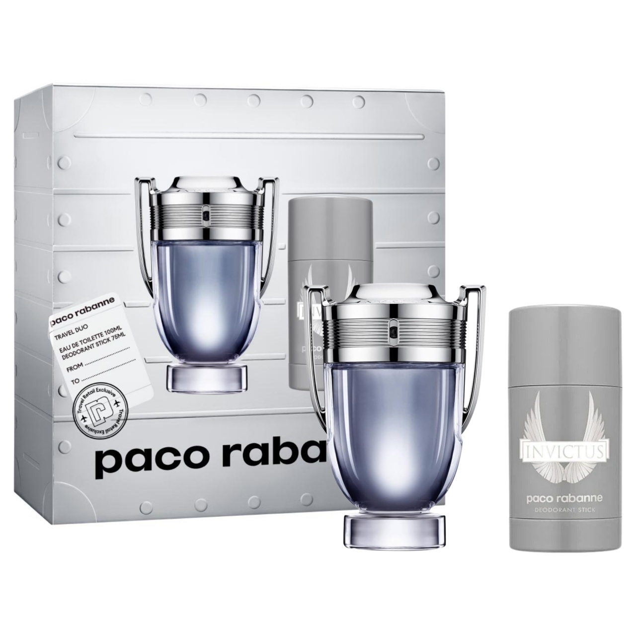 Set cadou Paco Rabanne, Invictus, Apa de Toaleta, Barbati, 100 ml + Deostick 75 ml,
