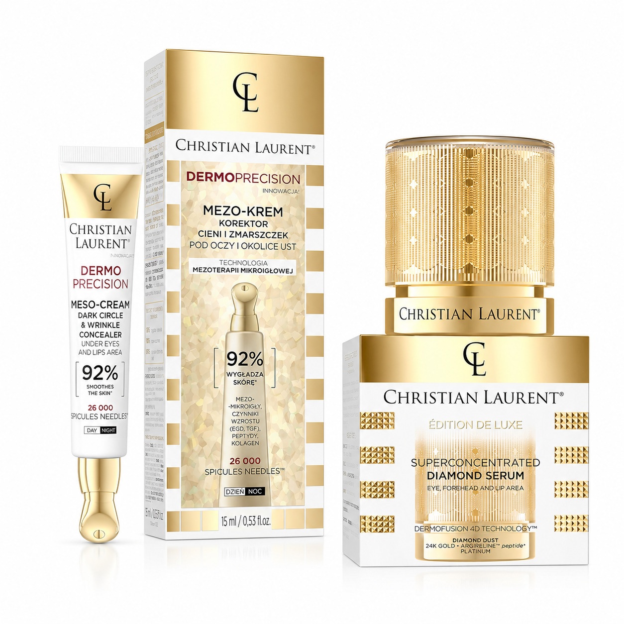 Set Christian Laurent – Dermoprecision Mezo-crema corectoare 15 ml + Diamond Serum Edition de Luxe 50 ml