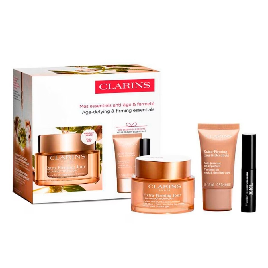 Set Clarins Extra-Firming – Crema de Zi Antirid 50 ml + Crema Gat & Decolteu 15 ml + Mascara