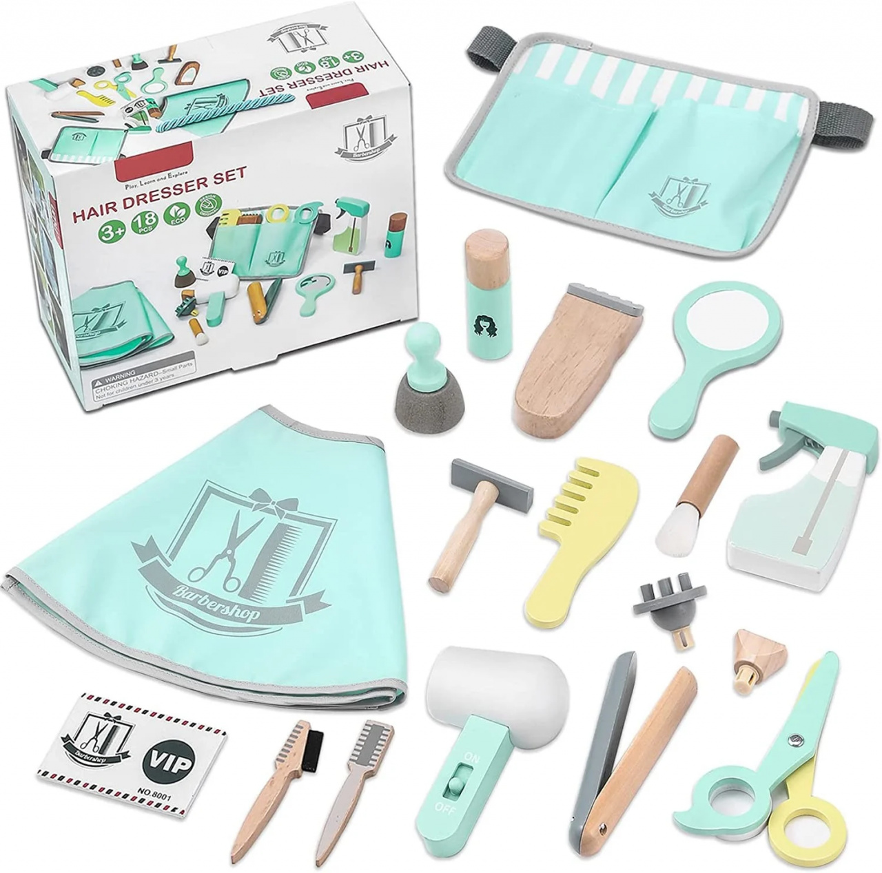 Set de Frizerie pentru Copii Hair Dresser - Jucarie din Lemn pentru Tuns si InfrumuseÈ›are