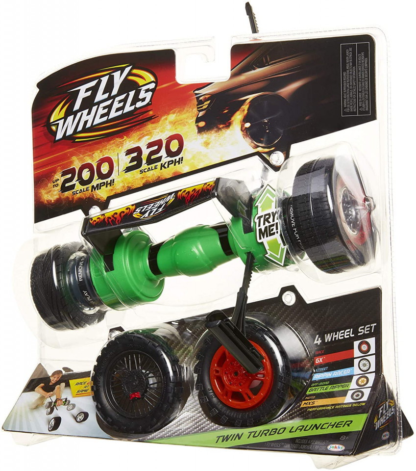 Set Fly Wheels, 4 anvelope si lansator turbo (CULOARE: verde) - 2 | YEO