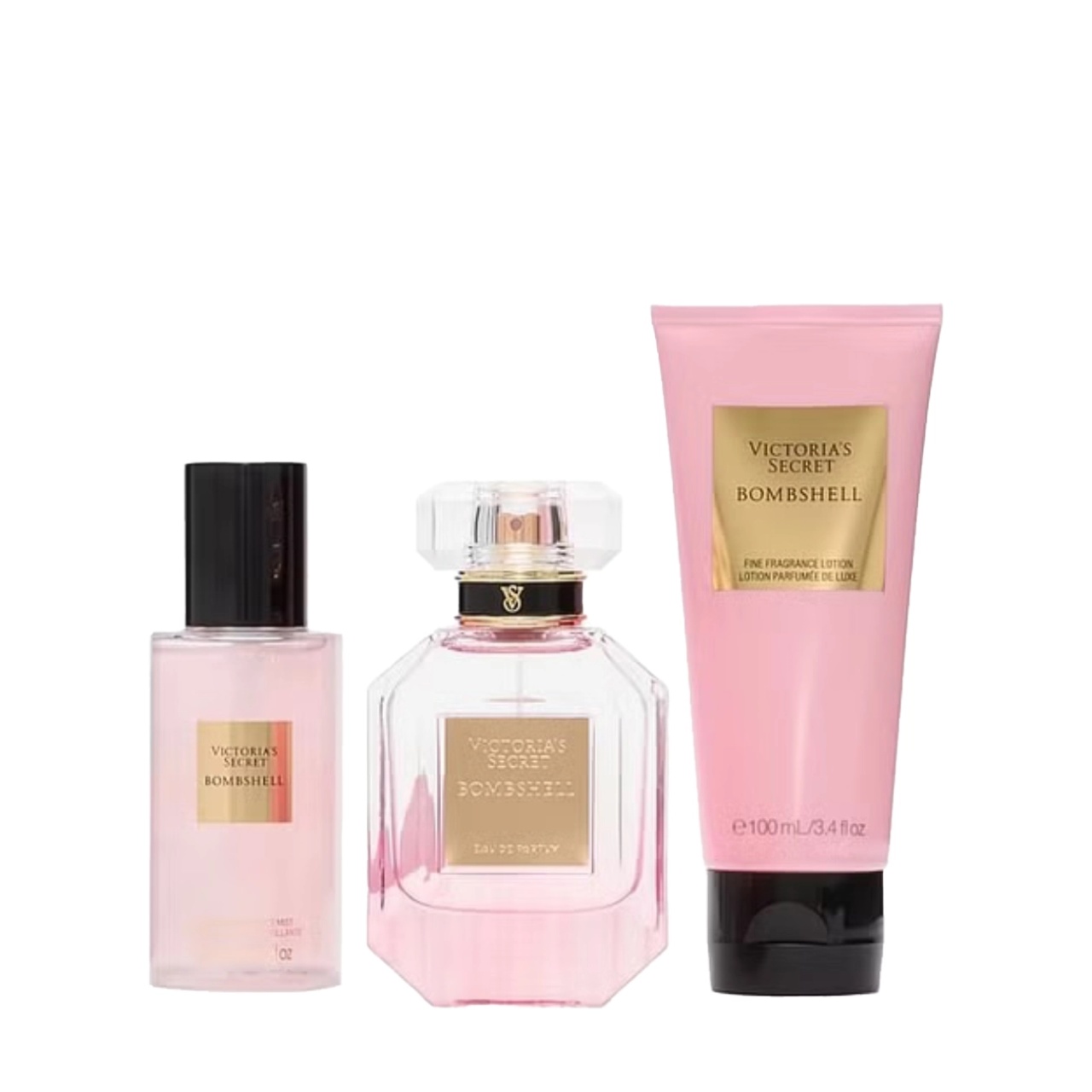 Set Victorias Secret Bombshell, 50ml Apa de parfum + 75 ml Spray de corp + 100ml Lotiune de corp, Femei
