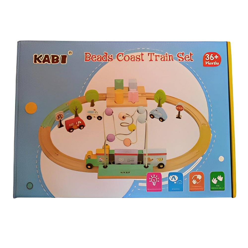 Trenulet interactiv electric Montessori cu sunete si lumini, 20 piese