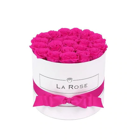 Aranjament floral Trandafiri parfumati, din spuma de sapun, in cutie alba Luxury L, roz (TIP PRODUS: Aranjament floral)