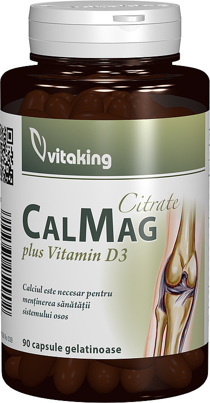 Calciu Magneziu Vit. D3 lichid citrat Vitaking 90 capsule (TIP PRODUS: Suplimente alimentare, Concentratie: 75 mg)