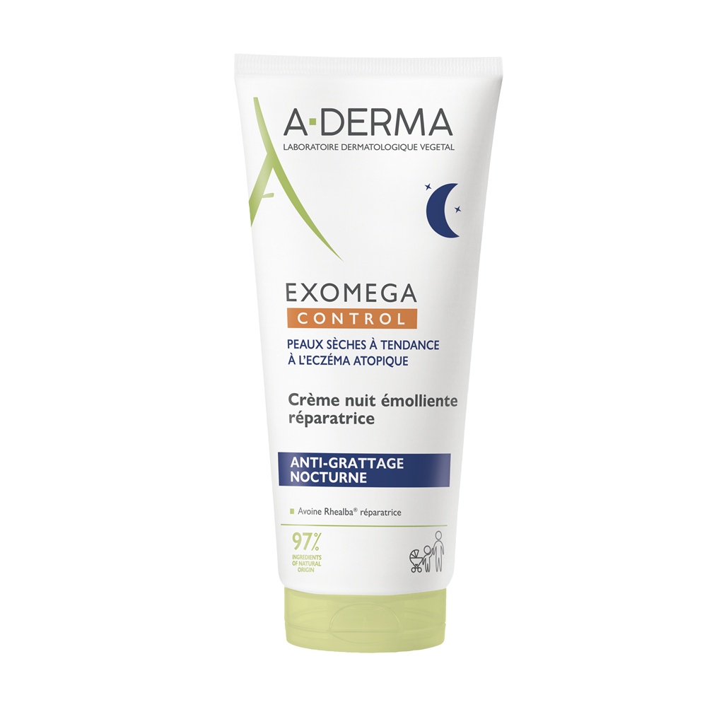 Crema de noapte reparatoare pentru piele uscata A-derma Exomega Control, 200 ml