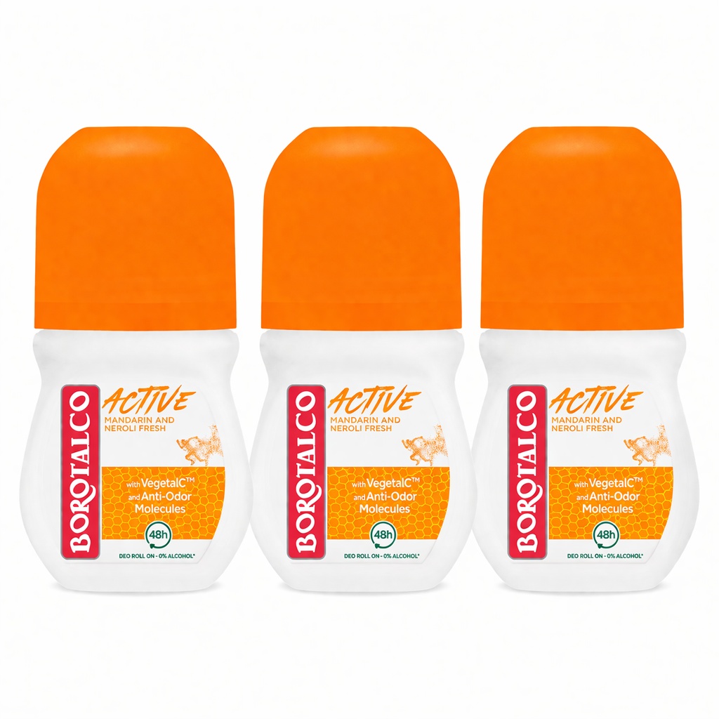 Deodorant Roll-On Borotalco Active Mandarine si Neroli (Concentratie: Roll-On, Gramaj: 3 x 50 ml)