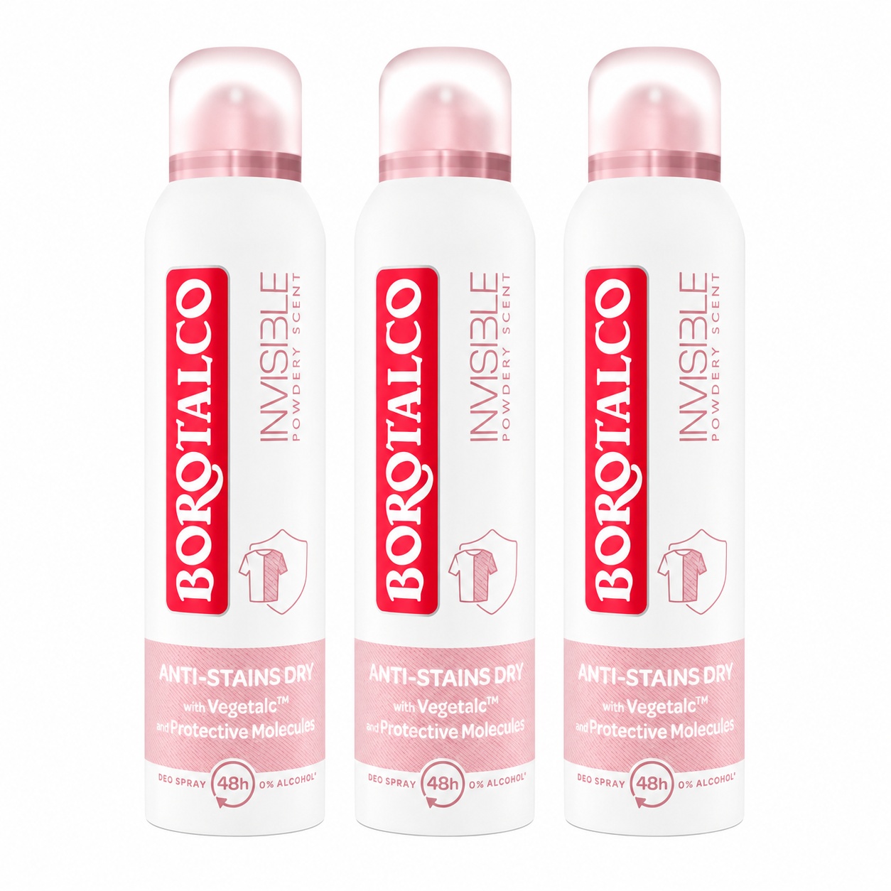Deodorant Spray antiperspirant Invisible Pink, Borotalco (Gramaj: 3 x 150 ml)