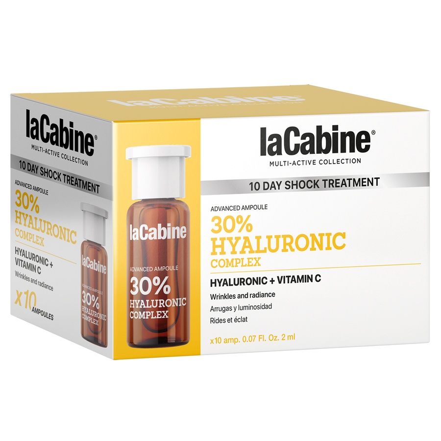  Fiole cu 8 Tipuri de Acid Hialuronic și Vitamina C pentru Hidratare Advanced 30% Hyaluronic Complex, La Cabine, 10 x 2 ml