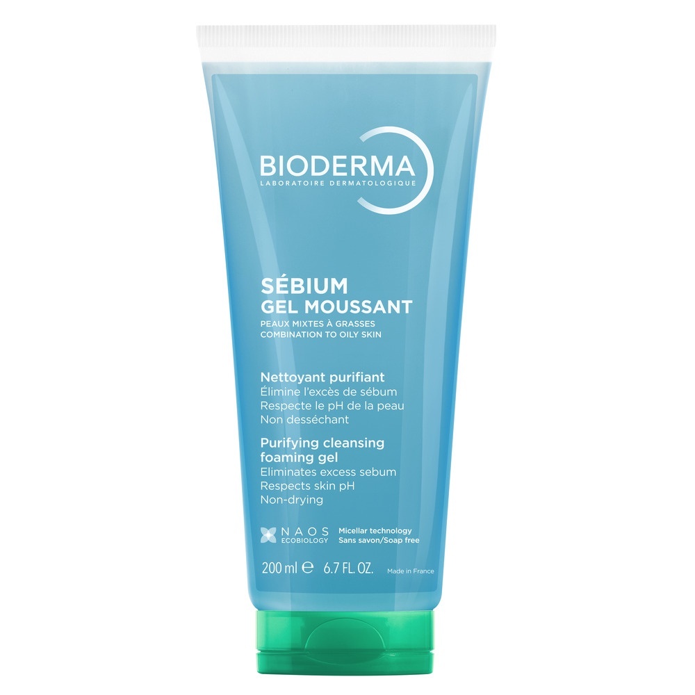 Gel spumant pentru ten mixt si gras Sebium Bioderma, 200 ml (Gramaj: 200 ml)