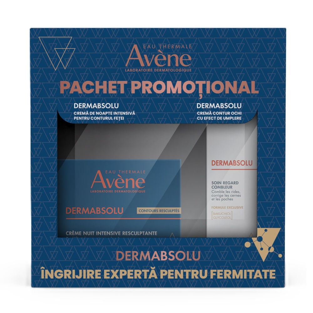 Pachet Avene Crema de noapte intensiva DermAbsolu, 40 ml + Crema contur ochi DermAbsolu, 15 ml