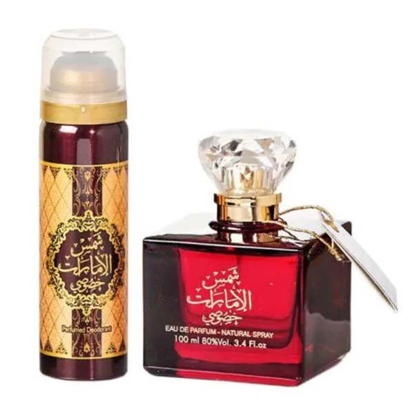 Set Cadou Ard al Zaafaran Shams al Emarat Khususi Apa de Parfum 100ml + Deodorant 50ml (Continut set: 100 ml Apa de Parfum +50 ml Deodorant)