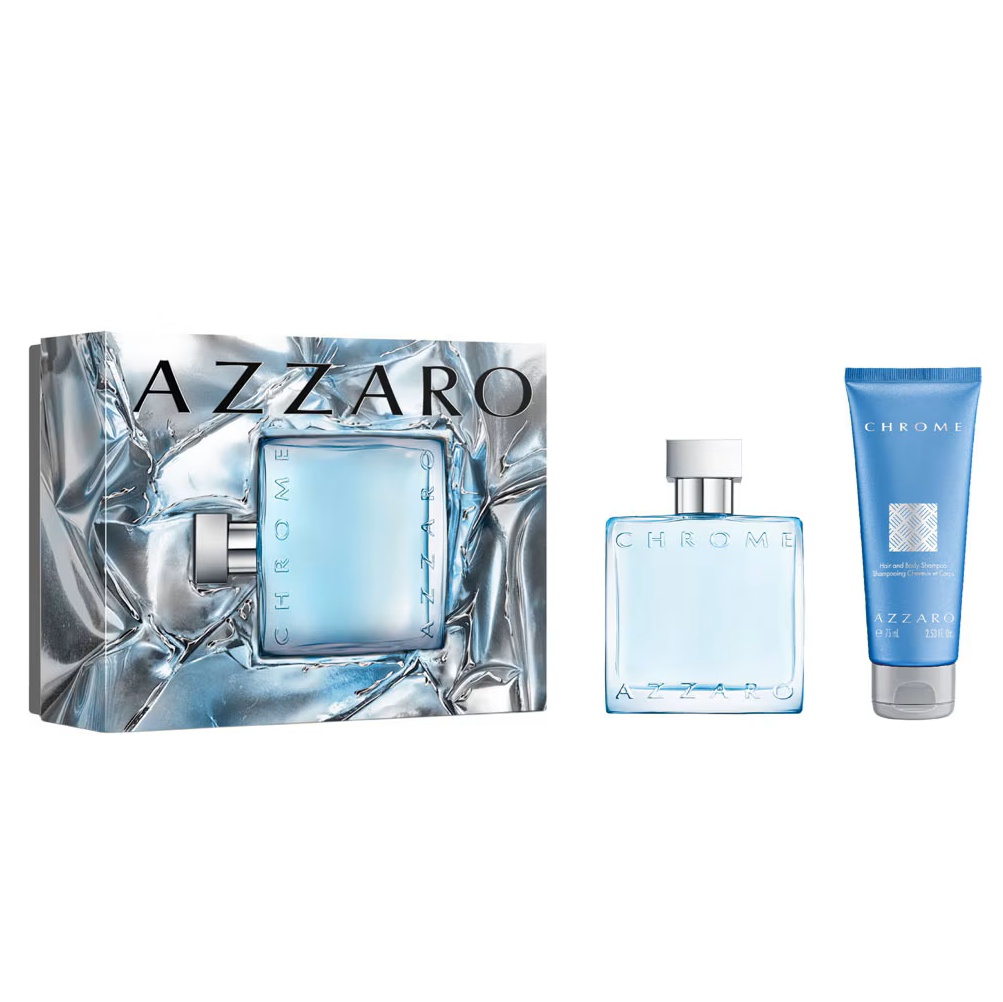 Set cadou Azzaro Chrome, Barbati, Apa de Toaleta, 50 ml + Gel de dus, 75 ml