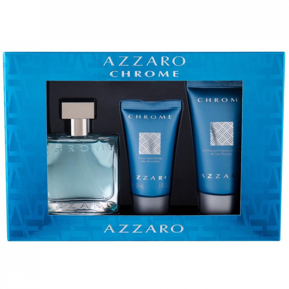 Set Cadou Azzaro Chrome (Continut set: 30 ml Apa de toaleta + 30 ml After-shave + 50 ml Gel de dus)