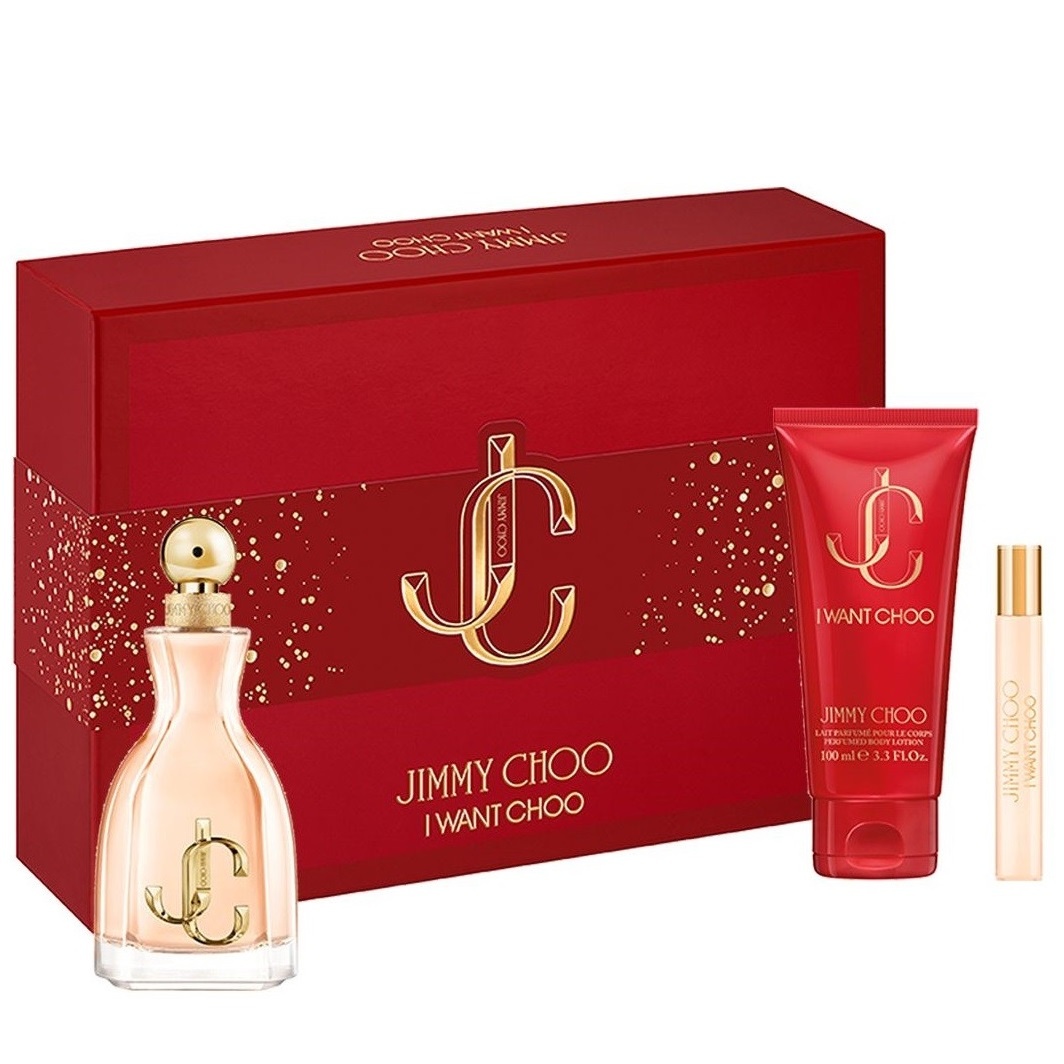 Set cadou Jimmy Choo I Want Choo, Femei, Apa de Parfum 100 ml + Lotiune de corp 100 ml + Apa de Parfum 7,5 ml